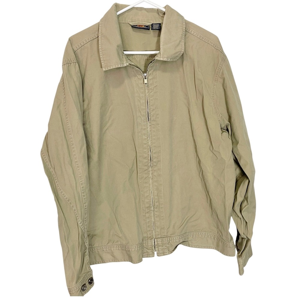 Route 66 Medium Tan Full Zip Canvas Jacket Workwear Gorpcore Utility Rugged